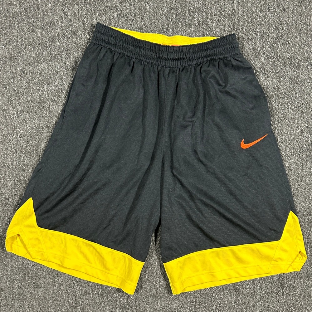 Nike Dri-FIT Basketball Shorts Mens Large Black Yellow AJ3914-017 Swoosh Mesh